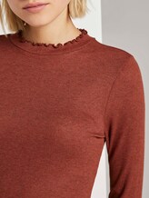 Geripptes Langarmshirt mit Stehkragen - Frauen - rust orange melange Geripptes Langarmshirt mit Stehkragen - Frauen - rust orange melange - 9 - TOM TAILOR Denim