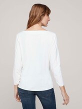 Basic T-Shirt mit gerafften Ärmeln - Frauen - Whisper White Basic T-Shirt mit gerafften Ärmeln - Frauen - Whisper White - 2 - TOM TAILOR