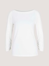 Basic T-Shirt mit gerafften Ärmeln - Frauen - Whisper White Basic T-Shirt mit gerafften Ärmeln - Frauen - Whisper White - 7 - TOM TAILOR