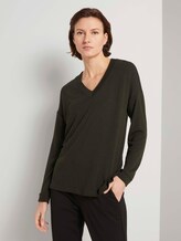 Langarmshirt mit V-Ausschnitt - Frauen - Dark Rosin Green Langarmshirt mit V-Ausschnitt - Frauen - Dark Rosin Green - 1 - TOM TAILOR