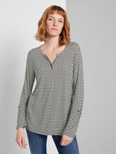 Gemustertes Henley-Shirt - Frauen - dark rosin black minimal Gemustertes Henley-Shirt - Frauen - dark rosin black minimal - 1 - TOM TAILOR