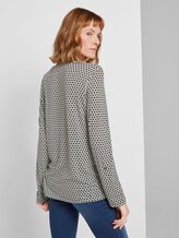 Gemustertes Henley-Shirt - Frauen - dark rosin black minimal Gemustertes Henley-Shirt - Frauen - dark rosin black minimal - 2 - TOM TAILOR