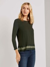 3/4-Arm Shirt im Materialmix - Frauen - Dark Rosin Green 3/4-Arm Shirt im Materialmix - Frauen - Dark Rosin Green - 1 - TOM TAILOR