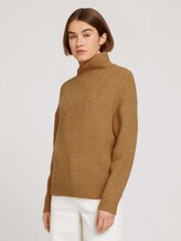Troyer Pullover mit recyceltem Polyester - Frauen - camel melange Troyer Pullover mit recyceltem Polyester - Frauen - camel melange - 1 - TOM TAILOR Denim