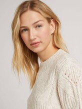 Pullover mit Rippbündchen - Frauen - light creme neps melange Pullover mit Rippbündchen - Frauen - light creme neps melange - 9 - TOM TAILOR Denim