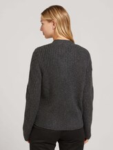 Strukturierter Cardigan mit Rippbündchen - Frauen - Shale Grey Melange Strukturierter Cardigan mit Rippbündchen - Frauen - Shale Grey Melange - 2 - TOM TAILOR Denim