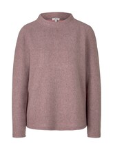 TOM TAILOR Damen Meliertes Sweatshirt mit Stehkragen, rosa, Gr.XL