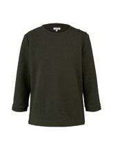 TOM TAILOR Damen Stehkragen-Sweatshirt mit Knopfdetail, grün, Gr.XXL