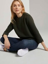 Stehkragen-Sweatshirt mit Knopfdetail - Frauen - Dark Rosin Green Stehkragen-Sweatshirt mit Knopfdetail - Frauen - Dark Rosin Green - 5 - TOM TAILOR