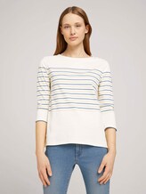 gestreiftes Langarmshirt - Frauen - blue creme yellow stripe gestreiftes Langarmshirt - Frauen - blue creme yellow stripe - 1 - TOM TAILOR Denim