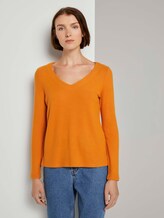 Weicher Pullover mit V-Ausschnitt - Frauen - orange yellow Weicher Pullover mit V-Ausschnitt - Frauen - orange yellow - 1 - TOM TAILOR Denim