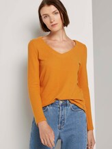 Weicher Pullover mit V-Ausschnitt - Frauen - orange yellow Weicher Pullover mit V-Ausschnitt - Frauen - orange yellow - 5 - TOM TAILOR Denim