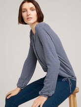 Fein gestreiftes Shirt mit Knopfleiste - Frauen - navy white vertical stripe Fein gestreiftes Shirt mit Knopfleiste - Frauen - navy white vertical stripe - 5 - TOM TAILOR Denim