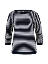 TOM TAILOR DENIM Damen Gestreiftes Slim Fit Sweatshirt, blau, Gr.XL