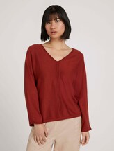 Loose Fit Pullover mit LENZING™ ECOVERO™ - Frauen - dark maroon red Loose Fit Pullover mit LENZING™ ECOVERO™ - Frauen - dark maroon red - 1 - TOM TAILOR