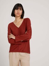 Loose Fit Pullover mit LENZING™ ECOVERO™ - Frauen - dark maroon red Loose Fit Pullover mit LENZING™ ECOVERO™ - Frauen - dark maroon red - 5 - TOM TAILOR