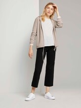 Ripp-Strickjacke mit Kapuze - Frauen - desert sand melange Ripp-Strickjacke mit Kapuze - Frauen - desert sand melange - 3 - TOM TAILOR