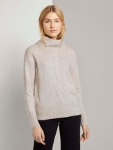 Rollkragenpullover mit Zopfmuster - Frauen - desert sand melange Rollkragenpullover mit Zopfmuster - Frauen - desert sand melange - 1 - TOM TAILOR