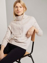 Rollkragenpullover mit Zopfmuster - Frauen - desert sand melange Rollkragenpullover mit Zopfmuster - Frauen - desert sand melange - 5 - TOM TAILOR