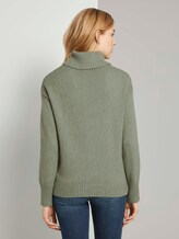 Rollkragenpullover mit Zopfmuster - Frauen - calm green melange Rollkragenpullover mit Zopfmuster - Frauen - calm green melange - 2 - TOM TAILOR