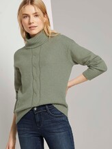 Rollkragenpullover mit Zopfmuster - Frauen - calm green melange Rollkragenpullover mit Zopfmuster - Frauen - calm green melange - 5 - TOM TAILOR