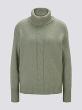 Rollkragenpullover mit Zopfmuster - Frauen - calm green melange Rollkragenpullover mit Zopfmuster - Frauen - calm green melange - 7 - TOM TAILOR