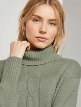Rollkragenpullover mit Zopfmuster - Frauen - calm green melange Rollkragenpullover mit Zopfmuster - Frauen - calm green melange - 9 - TOM TAILOR
