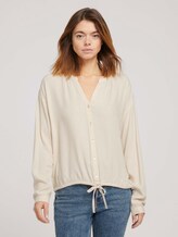 Bluse mit Tunnelzug - Frauen - cozy beige melange Bluse mit Tunnelzug - Frauen - cozy beige melange - 1 - TOM TAILOR Denim