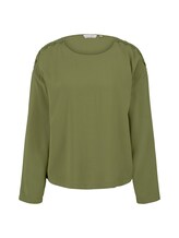 TOM TAILOR DENIM Damen Lockere Bluse mit Knopfleisten, grün, Gr.XL