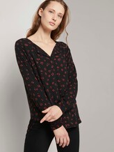 Gemusterte Bluse mit V-Ausschnitt - Frauen - black rust flower print Gemusterte Bluse mit V-Ausschnitt - Frauen - black rust flower print - 5 - TOM TAILOR Denim