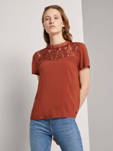 T-Shirt mit Spitze - Frauen - Rust Orange T-Shirt mit Spitze - Frauen - Rust Orange - 1 - TOM TAILOR Denim