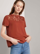T-Shirt mit Spitze - Frauen - Rust Orange T-Shirt mit Spitze - Frauen - Rust Orange - 5 - TOM TAILOR Denim