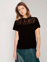 T-Shirt mit Spitze - Frauen - Deep Black T-Shirt mit Spitze - Frauen - Deep Black - 1 - TOM TAILOR Denim