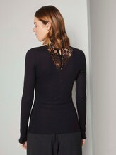 Langarmshirt mit Spitze - Frauen - Deep Black Langarmshirt mit Spitze - Frauen - Deep Black - 2 - TOM TAILOR Denim