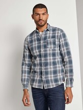 Kariertes Hemd mit Brusttasche - Männer - indigo washed check Kariertes Hemd mit Brusttasche - Männer - indigo washed check - 1 - TOM TAILOR