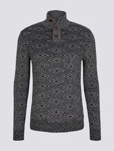 Troyer Pullover mit Strukturmuster - Männer - black white grey mouline Troyer Pullover mit Strukturmuster - Männer - black white grey mouline - 7 - TOM TAILOR