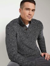 Troyer Pullover mit Strukturmuster - Männer - black white grey mouline Troyer Pullover mit Strukturmuster - Männer - black white grey mouline - 9 - TOM TAILOR