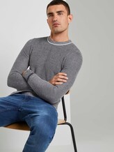 Fein gemusterter Pullover - Männer - black white birdseye jacquard Fein gemusterter Pullover - Männer - black white birdseye jacquard - 5 - TOM TAILOR