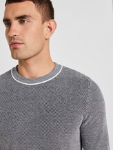 Fein gemusterter Pullover - Männer - black white birdseye jacquard Fein gemusterter Pullover - Männer - black white birdseye jacquard - 9 - TOM TAILOR