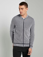 Fein gemusterte Strickjacke - Männer - black white birdseye jacquard Fein gemusterte Strickjacke - Männer - black white birdseye jacquard - 1 - TOM TAILOR