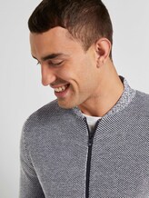 Fein gemusterte Strickjacke - Männer - black white birdseye jacquard Fein gemusterte Strickjacke - Männer - black white birdseye jacquard - 9 - TOM TAILOR