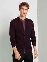 Fein gemusterte Strickjacke - Männer - purple black birdseye jacquard Fein gemusterte Strickjacke - Männer - purple black birdseye jacquard - 1 - TOM TAILOR