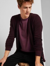 Fein gemusterte Strickjacke - Männer - purple black birdseye jacquard Fein gemusterte Strickjacke - Männer - purple black birdseye jacquard - 10 - TOM TAILOR