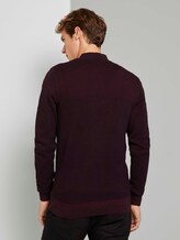 Fein gemusterte Strickjacke - Männer - purple black birdseye jacquard Fein gemusterte Strickjacke - Männer - purple black birdseye jacquard - 2 - TOM TAILOR