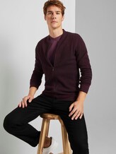 Fein gemusterte Strickjacke - Männer - purple black birdseye jacquard Fein gemusterte Strickjacke - Männer - purple black birdseye jacquard - 5 - TOM TAILOR