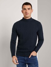 Trui met opstaande kraag met getextureerd patroon - Mannen - Sky Captain Blue Trui met opstaande kraag met getextureerd patroon - Mannen - Sky Captain Blue - 1 - TOM TAILOR