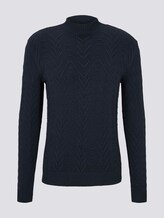 Trui met opstaande kraag met getextureerd patroon - Mannen - Sky Captain Blue Trui met opstaande kraag met getextureerd patroon - Mannen - Sky Captain Blue - 7 - TOM TAILOR