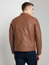 Bikerjacke mit Stehkragen aus Lederimitat - Männer - mid brown fake leather Bikerjacke mit Stehkragen aus Lederimitat - Männer - mid brown fake leather - 2 - TOM TAILOR