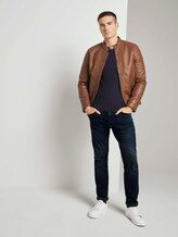Bikerjacke mit Stehkragen aus Lederimitat - Männer - mid brown fake leather Bikerjacke mit Stehkragen aus Lederimitat - Männer - mid brown fake leather - 3 - TOM TAILOR