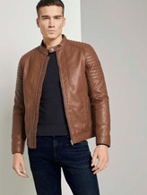 Bikerjacke mit Stehkragen aus Lederimitat - Männer - mid brown fake leather Bikerjacke mit Stehkragen aus Lederimitat - Männer - mid brown fake leather - 5 - TOM TAILOR